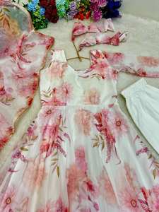 Ensemble robe Anarkali et dupatta style indien pakistanais, imprimé numérique, pour femme, prêt-à-porter, prix de gros - Product Image 4