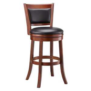 Solid Wood <b>Bar</b> <b>Stool</b> Swivel Counter Chair Upholstered Seat and <b>Backrest</b> PU Leather for Kitchen Cafe Restaurant - Product Image 2