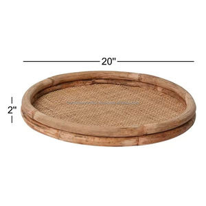 Fabricant de plateau de service en rotin naturel fait à la main Plateau alimentaire décoratif écologique Durable léger du Vietnam - Product Image 1