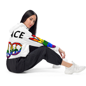 Custom Women Cropped Pullover Windbreaker <b>Jacket</b> Lightweight Quarter Zip <b>White</b> Nylon Rainbow Running Outdoor Women's <b>Jackets</b> - Product Image 3