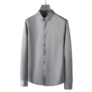 High Quality <b>Men's</b> Long Sleeve O-Neck Loose Fit Luxurious Wrinkle-resistant Non-iron Pattern Formal Ice <b>Silk</b> Knitted <b>Shirts</b> 6XL - Product Image 6