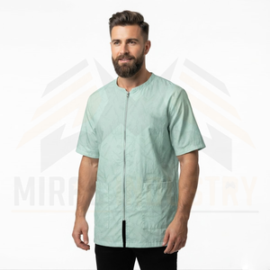 Overol de Trabajo Unisex Verde Claro de Manga Corta con Cierre Frontal, Impermeable, Certificado CE, Transpirable, de Poliéster, para Salón de Belleza y Barbería - Product Image 1