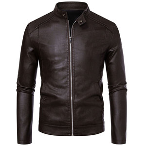 Chaqueta Bomber de Cuero Premium para Hombre, Chaqueta de Cuero Genuino Suave con Puños Acanalados, Dobladillo Elástico y Diseño Casual Atemporal - Product Image 1