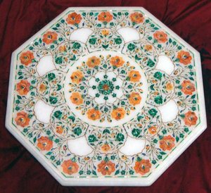 Unique And Antique Design Square Shape Pure White Marble With Good Finishing And Polished Inlay <b>Table</b> <b>Top</b> For Home <b>Decoration</b> - Product Image 6