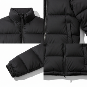 Blouson matelassé noir premium pour homme avec col montant et logo frontal - Respirant et écologique - Vêtement d'hiver streetwear - Product Image 3