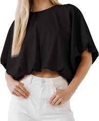 Regular Fit Crop <b>Top</b> Women's Eco-Friendly Velvet Casual Solid O-Neck Short Sleeve Summer T-Shirt <b>Feather</b> Decorated 180g - Product Image 3