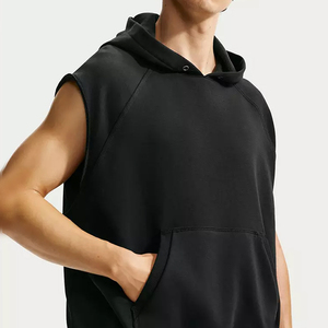 Gym Training Men <b>Sleeveless</b> Bodybuilding <b>Hoodie</b> Direct Factory Suppler Casual Wear Men <b>Sleeveless</b> Hoodies For Online Sale - Product Image 5