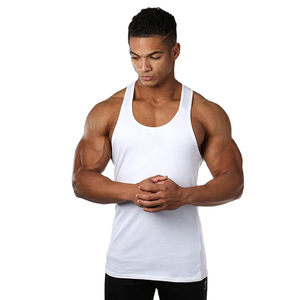 <b>Men's</b> <b>White</b> 100% Polyester O-Neck Tank Top Casual Breathable Solid Color Knitted Workout Wear - Product Image 1