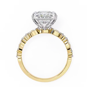 Magnifique bague en or avec diamant de laboratoire taille radiant de 2 carats, pierres latérales riches, bijoux fins unisexes, cadeau de fiançailles ou d'anniversaire - Product Image 2