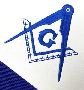 Past Master Blue Lodge Apron White Royal Blue <b>Silver</b> Embroidery Masonic Regalia Lodge Apron Wholesale Supplier - Product Image 3
