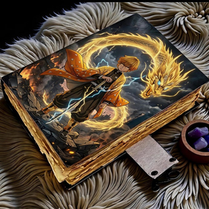 Diario de Cuero Hecho a Mano Inspirado en el Anime, Cuaderno Guerrero Relámpago Dragón Dorado, Diario de Arte Fantástico, Libro de Regalo - Product Image 4