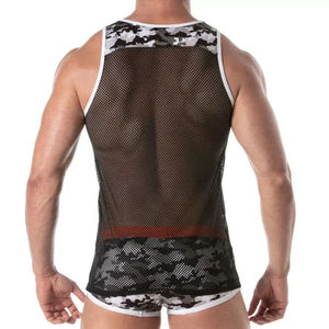 Custom Logo Men Mesh Tank Top Breathable <b>Fishnet</b> Workout Gym Vest Basketball Training Singlet - Product Image 2