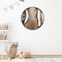 Reloj de Pared de Madera Rústico Hecho a Mano con Marco de Metal, Números Romanos, Cuarzo Analógico, Reloj Colgante para Decoración de Sala de Estar