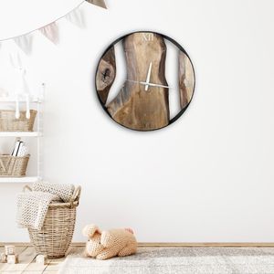 Hand Crafted Wood <b>Wall</b> <b>Clock</b> Metal Frame Roman Numeral Hanging <b>Clock</b> Antique Style Round <b>Decorative</b> Timepiece for Living Room - Product Image 4
