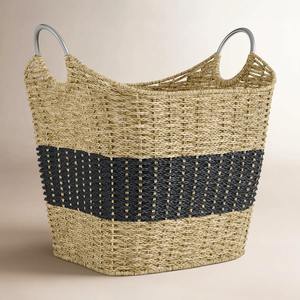 Cesta de Almacenamiento Decorativa y Funcional Hecha a Mano con Hierba Marina, Dos Tonos, Venta al por Mayor, Ecológica, Hecha en Vietnam - Product Image 1