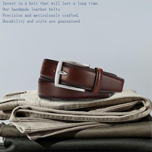 Cinturón de Vestir Formal para Hombre de Alta Calidad 2026, Cinturón de Cuero Genuino Elegante con Hebilla de Aleación y Logotipo Personalizado, Accesorios para Hombre - Product Image 5