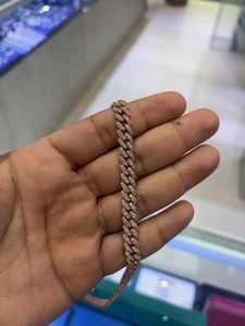 925 Silver Lab Grown Diamond Cuban Link Chain Rose Gold Finish Fully Iced Mens Luxury <b>Statement</b> <b>Necklace</b> - Product Image 4
