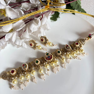 Kundan <b>gold</b> <b>choker</b> necklace with Earings brass based Limited edition - Product Image 1