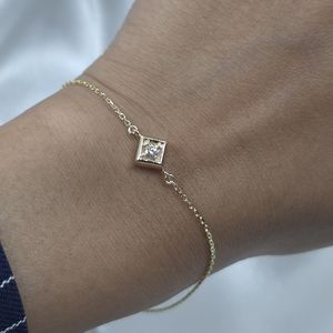 0.200 Ct 18K Gold Plated Flower Shape Brilliant Cut Diamond Chain Link <b>Bracelet</b> Women | IGI Certified Luxury Bridal Gift Party - Product Image 2