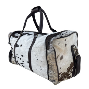 Sac de voyage en cuir de vachette pleine fleur avec fermeture éclair, sac de week-end, sac de nuit unisexe avec poignée supérieure, fabricant OEM - Product Image 3