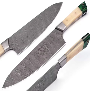 Vente en gros de couteaux de chef professionnels de qualité supérieure, service OEM ODM personnalisé, PRESTIGE BLADES, manche en bois dur, acier Damas - Product Image 1