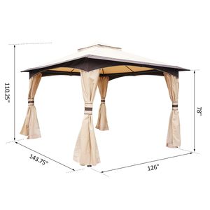 Gazebo da Esterno 10x12 piedi con Telaio in Acciaio, Tetto a 2 Livelli e Rete per Riporre Cappotti da Donna nel Prato - Product Image 3