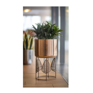 Extravagant Metal Planter Garden Decor Planter Flower <b>Vases</b> Pots <b>Unique</b> Stripped Design Brass Antique Finished Stainless Planter - Product Image 6