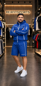 REXFIT SPORTS 2026 Ensemble court personnalisé en nylon bleu roi pour homme, veste coupe-vent à capuche et short, ensemble de vêtements de sport deux pièces, logo personnalisé - Product Image 6