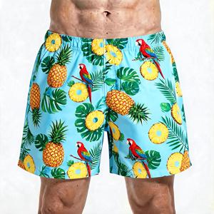 Traje de Baño para Hombre con Estampado Tropical de Piña y Loro, de Secado Rápido, Cintura Elástica, Shorts Casuales - Product Image 1