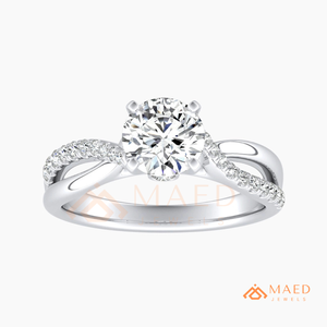 Anillo de Compromiso de Moissanita de Corte Redondo, Plata 925, Diseño Cruzado Infinito con Pavé, Anillo de Boda con Aspecto de Diamante - Product Image 5
