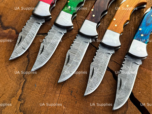 Free Personalization Factory Direct Hand Forged Damascus Steel Folding Knife Back <b>Lock</b> Razor Sharp Clip Point Custom Handle Bulk - Product Image 3