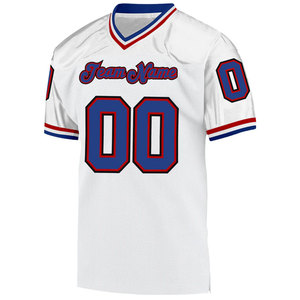 Camiseta de Béisbol Blanca Personalizada con Ribete Azul y Rojo, Cuello en V, Manga Corta, Tejido de Malla Transpirable para Hombre, Impresión del Nombre del Equipo - Product Image 2