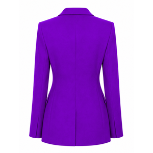 NCNW Sorority Women's Double Breasted Blazer Purple Embroidered Peak Lapel Tailored Formal Business Office <b>Suit</b> Jacket - Product Image 5