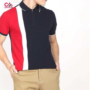 CARE MASTER เสื้อโปโลแขนสั้นผู้ชาย ดีไซน์ซิป ลำลอง ทรงปกติ สีแดง กรมท่า ขาวลายทาง - Product Image 4