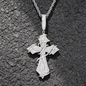 Collier Pendentif Personnalisé avec Initiales Serties de Diamants Moissanite, Style Hip Hop Bling, Bijou Lettre pour Homme - Product Image 5