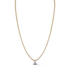 สร้อยคอทองคำแท้ 14K 18K ประดับเพชรทรงสามเหลี่ยมแบบ Halo พร้อมจี้รูปสามเหลี่ยม สายสร้อยแบบลูกปัด ขนาด 16-17 นิ้ว ผลิตตามสั่ง - Product Image 3