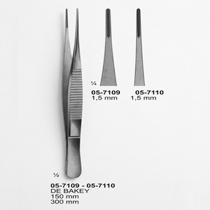 Pinzas DeBakey Atraumáticas con mandíbula de 1.5 mm y 150 mm de longitud |   Acero Inoxidable de Primera Calidad - Product Image 1