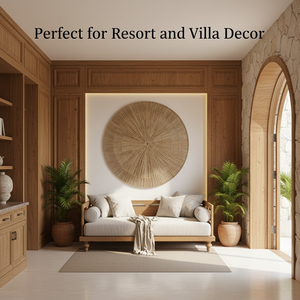 Décoration murale rectangulaire en rotin faite à la main, écologique, grande taille, style bohème naturel, pour la décoration intérieure. - Product Image 4