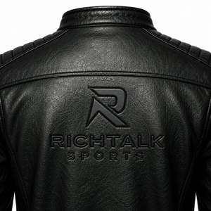 RICHTALK SPORTS Winter Warm <b>Genuine</b> <b>Leather</b> <b>Jacket</b> <b>Men</b> Stand Eco-Friendly Quick Dry Breathable Premium Quality Front - Product Image 5