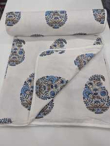 100% Cotton Dohar Hand Block Printed Beautiful Blanket Cotton Soft Printed Dohar Hand Block Print Boho Jaipuri Blanket Dohar - Product Image 2