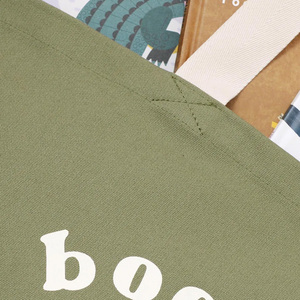 <b>Books</b> & Snacks Canvas <b>Tote</b> Bag Large Size Shoulder Handle Shopping Bag Daily Use Green Color Letter Print Design <b>Tote</b> Bag - Product Image 5