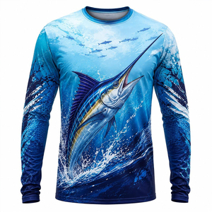 เสื้อตกปลาแขนยาวสำหรับผู้ชาย ระบายอากาศได้ดี UPF 50 ดีไซน์แบบซับลิเมชั่น แห้งเร็ว ผลิตจากโพลีเอสเตอร์ 100% น้ำหนัก 140 กรัม - Product Image 1
