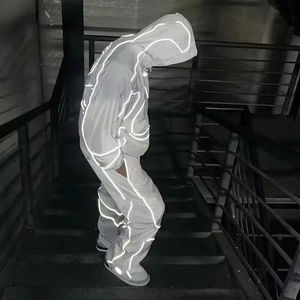 Ropa Deportiva Calorie, Chaqueta Cortavientos Unisex de Alta Calidad, Estilo Urbano, Corte Holgado, Mezcla de Algodón, Bordado Reflectante - Product Image 3