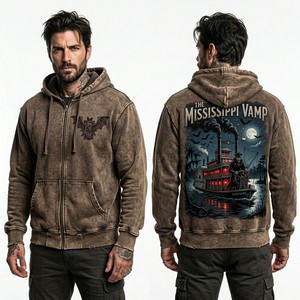 Sweat à capuche personnalisé orange délavé style vintage pour homme, motif steampunk, streetwear, en molleton épais, fabricant - Product Image 2