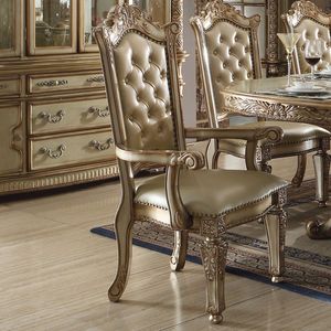 Set di 2 Poltrone con Schienale Trapuntato in Osso e Patina Dorata per Soggiorno - Product Image 1