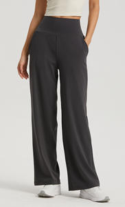 Pantalon de yoga réversible sans couture le plus populaire, coupe large évasée, pour le sport, la course, la gym et le yoga, avec logo à la taille - Product Image 4