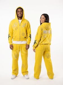 Ensembles deux pièces de qualité supérieure avec logo personnalisé, ornés de strass : sweats à capuche et pantalons évasés - Product Image 5