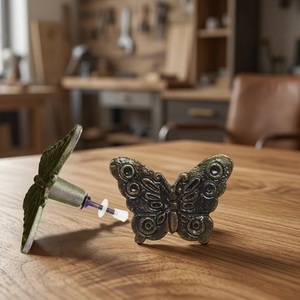 Poignée de meuble et bouton de tiroir Ba Butterfly Casting, design moderne, installation facile, pour la maison, le bureau, la garde-robe, la salle de bain - Product Image 2