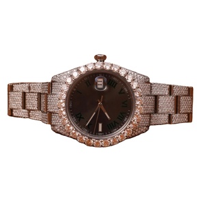 Reloj de lujo VVS Moissanite, reloj de pulsera para hombre, diseño redondo de gama alta, pantalla negra, resistente al agua, reloj de cuarzo con diamantes, estilo encantador - Product Image 1