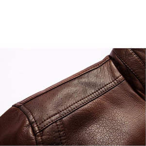 เสื้อแจ็คเก็ตหนังแกะแท้ทรงสลิมสำหรับผู้ชาย สไตล์สตรีทแวร์ สำหรับฤดูหนาว ระบายอากาศได้ดี สีน้ำตาล ขายดี สินค้ามาใหม่ มีไซส์พลัส - Product Image 5